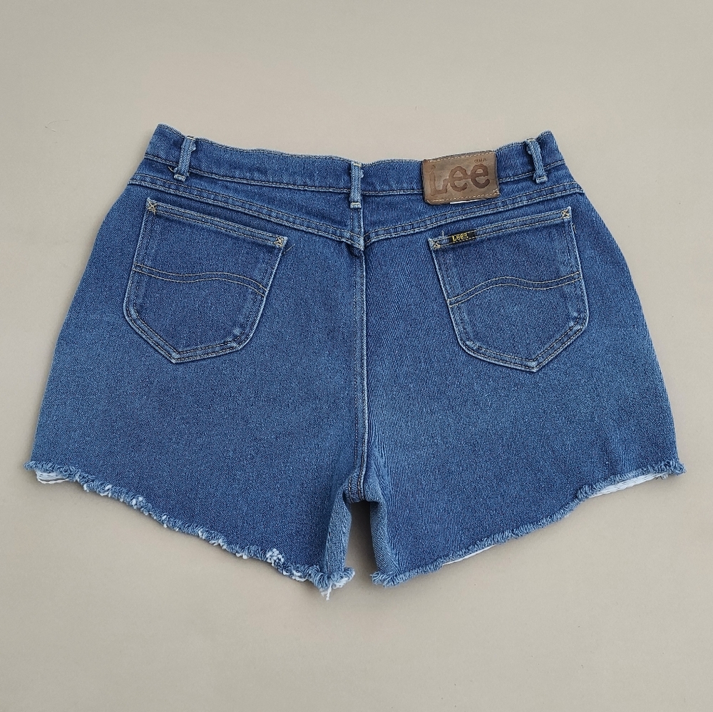 Vintage Lee Denim Shorts Size 20 High Waist Blue Jean Cutoff Shorts Made In USA